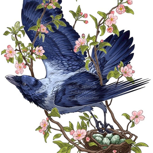PRINT - APPLE BLOSSOM CROW