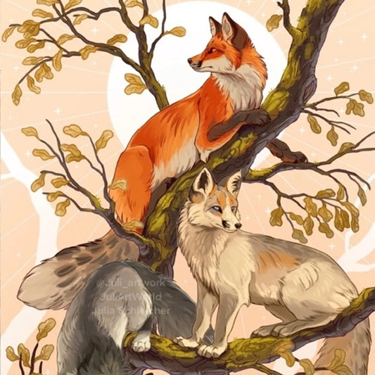 PRINT - THREE FOXES