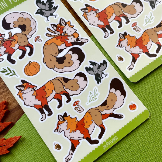 STICKER SHEET -PUMPKIN FOXES