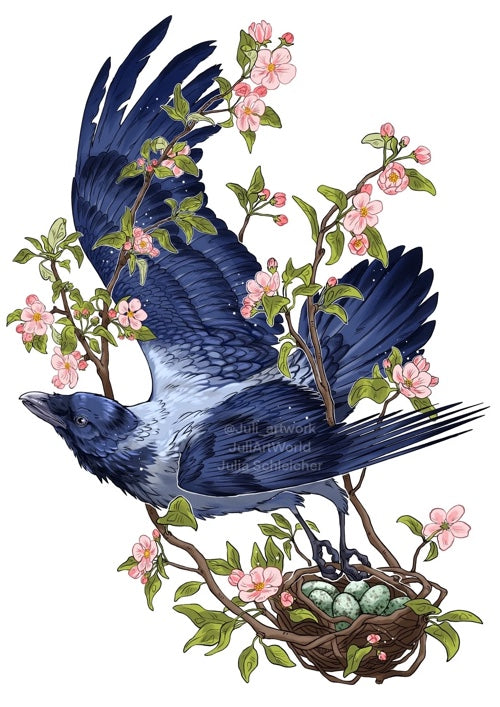 PRINT - APPLE BLOSSOM CROW