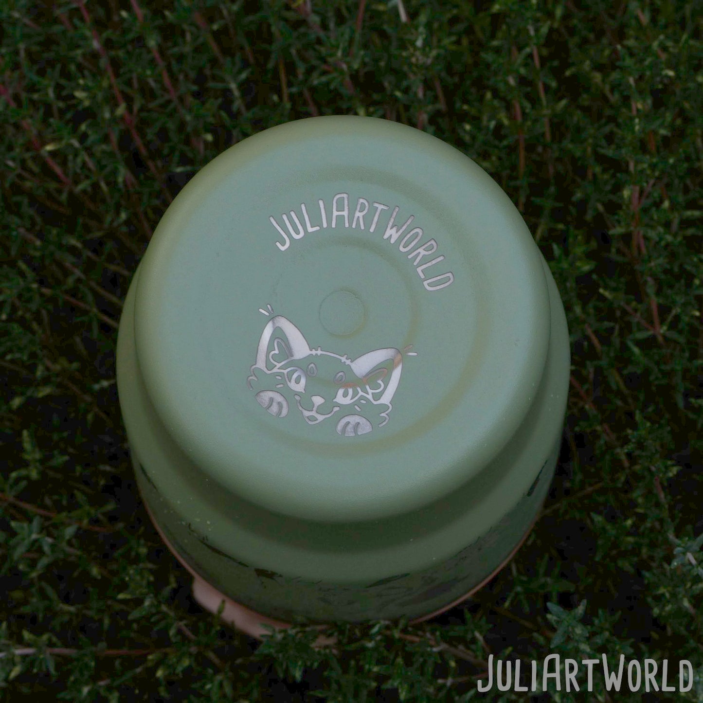 TRAVEL MUG - THREE FOXES DARK GREEN