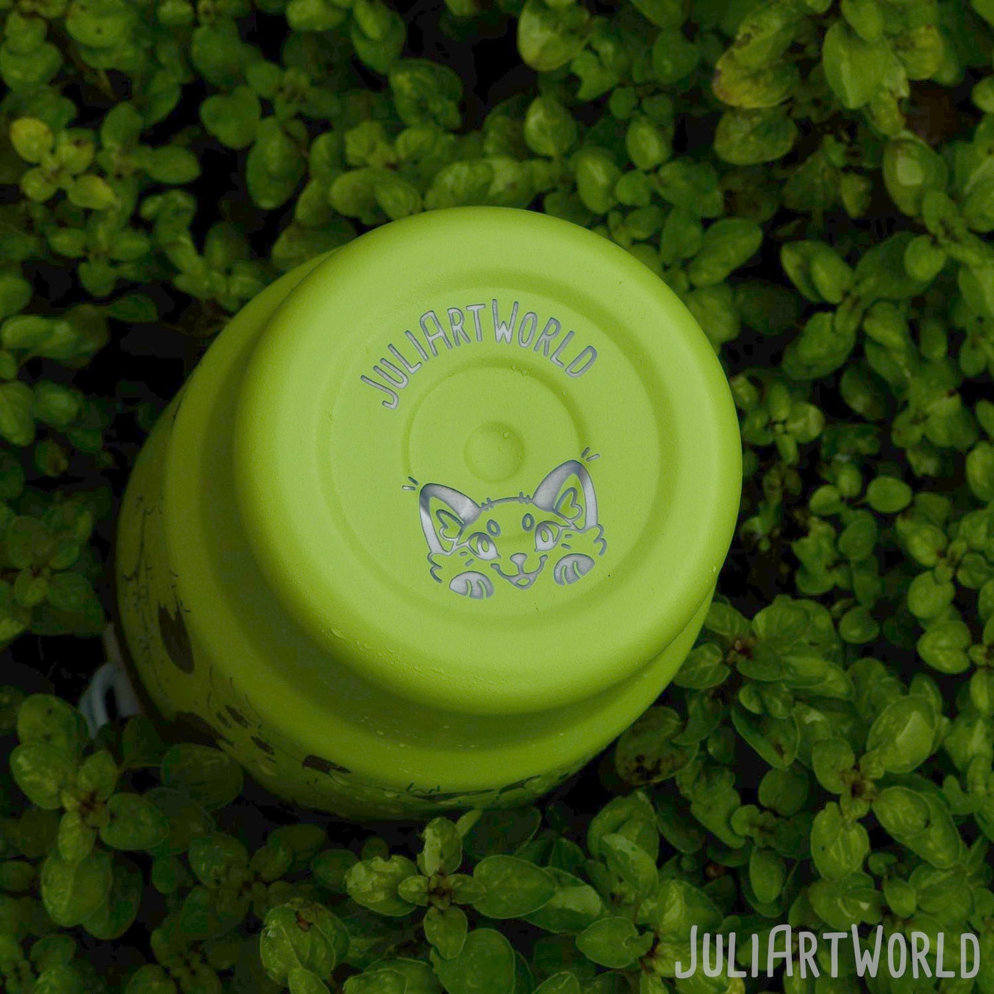 TRAVEL MUG - THREE FOXES LIGHT GREEN